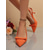 halpa Slingback-kengät-naisten oranssit mokkanahkaiset rusettikorkokengät - elegantit teräväkärkiset yöelämän kengät uudenvuoden juhliin, klubeille &amp;juhlalliset juhlat
