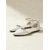 economico Damigella d&amp;#39;onore-scarpe basse da donna con punta affilata, decorate con perle bianche e cinturino alla caviglia - perfette per matrimoni e occasioni formali