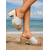 ieftine Sandale tip slide-Sandale de damă cu platformă, albe strălucitoare, cu toc gros – model confortabil, fără slip-on, potrivite pentru ținute casual de plajă, vacanțe și vreme caldă
