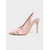 tanie Panna młoda-Damskie złote, metaliczne szpilki typu slingback z noskiem w szpic i wycięciem, eleganckie buty na średnim obcasie dla gości weselnych, stylowe czółenka na imprezę