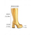 preiswerte Frauen Schuhe-Woman’s Mardi Gras 1980er Retro Metallic Gold Knielange Plateau-Stiefel mit Blockabsätzen – Perfekt für Karnevals-Paraden und festliche Feierlichkeiten