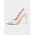 tanie Panna młoda-Damskie złote, metaliczne szpilki typu slingback z noskiem w szpic i wycięciem, eleganckie buty na średnim obcasie dla gości weselnych, stylowe czółenka na imprezę
