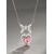 voordelige Valentijnsdag-Damesketting met hartvormige hanger van legering en strik, verkrijgbaar in wit en roze, perfect voor Valentijnsdag.