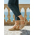 billige Espadrille sandaler-Beige bohemske heklede espadriller i kileform til dame – ideelle for sommerferier, strandresorter og uformelle utflukter