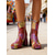 voordelige Damesschoenen-Dames Mardi Gras 1970s Retro Kleurrijke Geometrische Print Chunky Hak Enkellaarsjes – Levendige Patroon Festival Schoenen Perfect voor Carnaval en Feesten