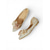 baratos noiva-Sapatilhas femininas florais cor champanhe com acabamento texturizado, sapatos de noiva elegantes para casamento ao ar livre em jardim.