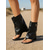 tanie Buty do kostki-Damskie czarne sandały typu gladiator z wysoką cholewką i ozdobnymi klamrami – odważny styl uliczny, wygodne, masywne buty z odkrytymi palcami na festiwale muzyczne na świeżym powietrzu i wydarzenia