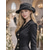 abordables Boda ACC-Sombrero de fieltro de lana para mujer, opciones de color blanco y negro, estilo elegante con decoración de botones dorados, perfecto para bodas y banquetes.