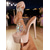 cheap Platform Sandals-Women's Nude Platform Stiletto Heels, Clear Strap Rhinestone High Heels for Nightlife Parties &amp; Pole Dance
