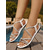 cheap Flat Sandals-Women's Black Strappy Sandals with Rhinestone Embellishments – Chic and Comfortable Flat Sandals for Beach Vacations, Resort Getaways and Summer Wear