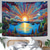 billiga Gobelänger-sol gobeläng väggbonad natur landskap färgglad mosaikkonst impressionistisk pointillism träd sjö för vardagsrum sovrum yogarum meditation dekor