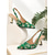 billige Slingback-pumper-Grønne, blomsterbroderte slingback-pumps til dame – elegante vintage-sko med kitten heel fra 1950-tallet for daglig bruk og retroinspirert stil