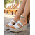 cheap Wedge Sandals-Women's White Wedge Sandals with Buckle Strap – Stylish, Comfortable Footwear for Summer, Beach and Poolside Events