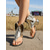 abordables Femmes-Sandales gladiateur noires en similicuir pour femmes, fermeture éclair sur le devant - bottines à entre-doigts à petit talon bloc tendance, chaussures d'été confortables de style punk pour les