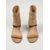 preiswerte Frauen-Damen-Sandalen-Stiefeletten im Wildleder-Look in Hellbraun – bequeme Gladiatorensandalen mit niedrigem Blockabsatz und offener Zehenpartie, schicke Sommerschuhe im Boho-Stil für
