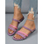 economico Donne-sandali bassi multi-cinturino in denim blu da donna: stile casual da isola tropicale, comode ciabatte aperte per passerelle sulla spiaggia e vacanze estive in resort