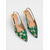 billige Slingback-pumper-Grønne, blomsterbroderte slingback-pumps til dame – elegante vintage-sko med kitten heel fra 1950-tallet for daglig bruk og retroinspirert stil