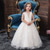 cheap Flower Girl's Dresses-Flower Girl Dress Girls' Formal Dress Wedding Attire Party Wedding Formal Fashion Adorable Princess First Communion Dress Patchwork Mesh Solid Color Sleeveless Crew Neck Light Pink White 4-7 Years