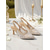 preiswerte Braut-Silberne Slingback-Pumps mit Spitze für Damen – elegante Hochzeitsschuhe mit floraler Stickerei, bequeme Brautpumps mit mittelhohem Absatz für Gartengäste &amp;romantische Zeremonien