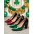 billige Damesko-Svarte og grønne ombre-pumps i lakkskinn til dame – spisse, høye, blokkhælde sko med skimrende detaljer til St. Patricks dag-fester og festlige arrangementer &amp;glamorøse damer