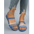 economico Donne-sandali bassi multi-cinturino in denim blu da donna: stile casual da isola tropicale, comode ciabatte aperte per passerelle sulla spiaggia e vacanze estive in resort
