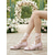 abordables Demoiselle d&amp;#39;honneur-Escarpins de mariée élégants en satin rose pour femme, ornés de fleurs – parfaits pour les mariages champêtres, chaussures de demoiselles d'honneur avec brides en ruban et petits talons carrés.