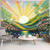 billiga Gobelänger-sol gobeläng väggbonad natur landskap färgglad mosaikkonst impressionistisk pointillism träd sjö för vardagsrum sovrum yogarum meditation dekor