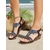 baratos Sandálias plataforma anabela-Sandálias femininas boho azul-celeste com salto anabela e aplicações de flores de cristal – sandálias elegantes com tira em T e strass, perfeitas para férias na praia e resorts exóticos. &amp;viajantes