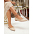 cheap Mother of Bride/Groom-Women's Nude Pearl-Trim Pointed Flats, Elegant Classic Bridal Shoes for Church Weddings