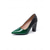 billige Damesko-Svarte og grønne ombre-pumps i lakkskinn til dame – spisse, høye, blokkhælde sko med skimrende detaljer til St. Patricks dag-fester og festlige arrangementer &amp;glamorøse damer