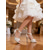 abordables novia-Sandalias de tacón de aguja con tira en T y perlas de encaje floral blanco para mujer, zapatos de novia con punta abierta y tacón de pedrería.