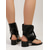abordables Femmes-Sandales gladiateur noires en similicuir pour femmes, fermeture éclair sur le devant - bottines à entre-doigts à petit talon bloc tendance, chaussures d'été confortables de style punk pour les