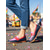 preiswerte Frauen Schuhe-Damen Mardi Gras Bunte Slipper mit auffälligem roten und blauen Design – Bequeme Mode für Karneval festliche Outdoor-Events