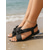 cheap Bridesmaid-Women's Blush Pink Floral Flat Sandals, Soft Ankle Strap Bridesmaid Shoes for Beach Wedding Ceremonies