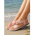 cheap Bridesmaid-Women's Blush Pink Floral Flat Sandals, Soft Ankle Strap Bridesmaid Shoes for Beach Wedding Ceremonies