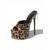 abordables Zapatos de salón de plataforma-Tacones de aguja con plataforma y estampado de leopardo para mujer, tacones altos abiertos con tachuelas para fiestas nocturnas. &amp;baile en barra
