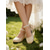 cheap Bride-Women's Ivory Pearl Ankle Strap Flats, Elegant Ballet Bridal Shoes for Outdoor Garden Lawn Wedding