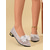 preiswerte Hochzeitsgast-Silberne Damen-Ballerinas aus Spitze mit Schleifendetail – elegante und bequeme Schuhe für Hochzeitsgäste, geeignet für Garten-, Rasen- und Outdoor-Hochzeiten.