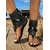 cheap Vacation Sandals-Women's Boho Black Buckle Sandals – Stylish Festival Footwear with Adjustable Straps, Perfect for Outdoor Music Festivals, Summer Events and Casual Days