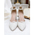 cheap Bride-Women's Ivory Lace Ankle-Strap Block Heel Pumps, Elegant Bridal Shoes for City Wedding Bride