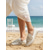 Χαμηλού Κόστους Νύφη-Γυναικεία φλατ παπούτσια γάμου με ιβουάρ μαργαριτάρια, κομψά νυφικά φλατ παπούτσια για γάμο στην παραλία