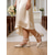 baratos Dama de honra-Sapatos de salto bloco branco marfim para mulheres, elegantes sapatos de dama de honra com tira no tornozelo para casamentos na igreja.