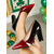 billige Damesko-Svarte og grønne ombre-pumps i lakkskinn til dame – spisse, høye, blokkhælde sko med skimrende detaljer til St. Patricks dag-fester og festlige arrangementer &amp;glamorøse damer