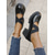 cheap Mary Jane Pumps-Women's Black Chunky Heel Platform Shoes with Cross Strap – Comfortable and Trendy Work Shoes for Office, Commuting and Daily Wear