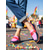 preiswerte Frauen Schuhe-Damen Mardi Gras Bunte Slipper mit auffälligem roten und blauen Design – Bequeme Mode für Karneval festliche Outdoor-Events