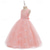 cheap Flower Girl's Dresses-Flower Girl Dress Girls' Formal Dress Wedding Attire Party Wedding Formal Fashion Adorable Princess First Communion Dress Patchwork Mesh Solid Color Sleeveless Crew Neck Light Pink White 4-7 Years