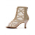 abordables Bottines de danse-Bottes de danse professionnelles à lacets en strass couleur champagne pour femmes, bout ouvert en maille latine &amp;talons hauts de bal pour la scène