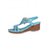 baratos Sandálias plataforma anabela-Sandálias femininas boho azul-celeste com salto anabela e aplicações de flores de cristal – sandálias elegantes com tira em T e strass, perfeitas para férias na praia e resorts exóticos. &amp;viajantes
