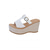 cheap Wedge Sandals-Women's White Wedge Sandals with Buckle Strap – Stylish, Comfortable Footwear for Summer, Beach and Poolside Events