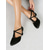 abordables Chaussures de bal, de danse moderne-Chaussures de danse à talons et brides croisées en satin noir pour femmes, style professionnel. &amp;chaussures de danse latine pour la pratique et la scène